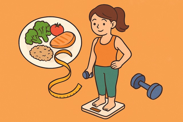 ダイエット中の食事を考える女性