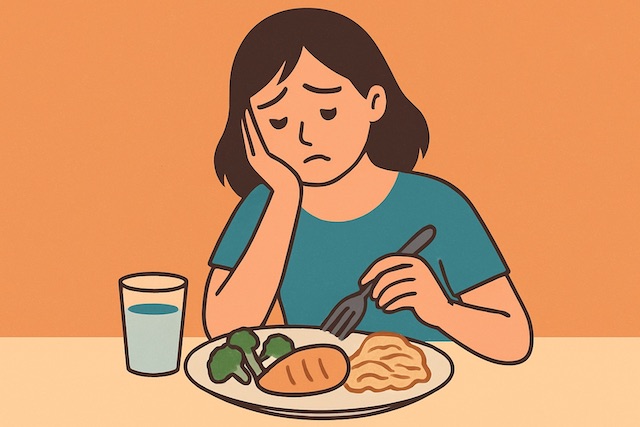 食事に悩んでいる女性